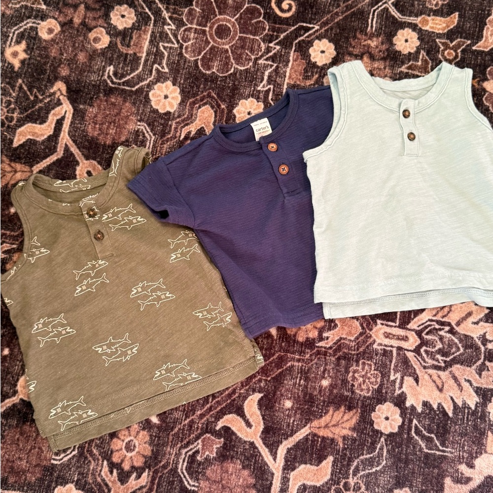 Baby boy Sleeveless Tops Set - Green, Blue, and Light blue